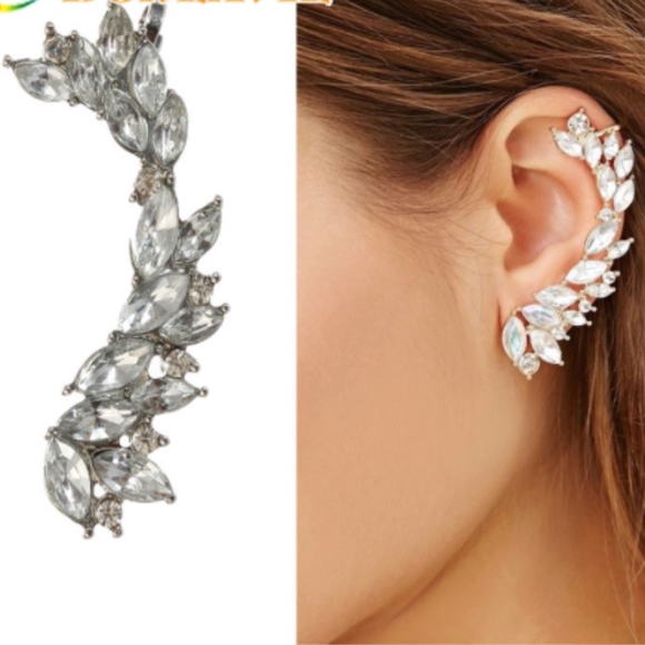 Jewelry - Crystal Waterfall Ear Cuff Silver Ear Clip Earring